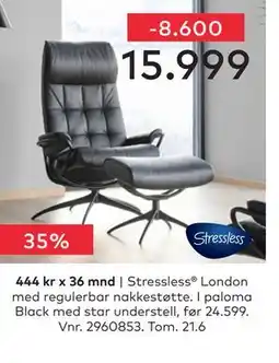 Skeidar Stressless London med regulerbar nakkestøtte tilbud