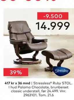 Skeidar Stressless Ruby STOL tilbud