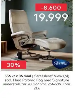 Skeidar Stressless View (M) stol tilbud