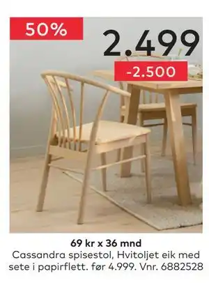 Skeidar Cassandra spisestol tilbud