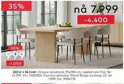 Skeidar Groove spisebord, 95x180 cm tilbud