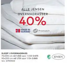 Skeidar SLEEP I OVERMADRASS tilbud
