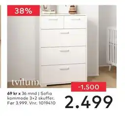 Skeidar Sofia kommode 3+2 skuffer tilbud