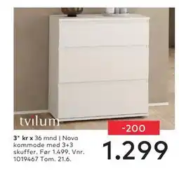 Skeidar Nova kommode med 3+3 skuffer tilbud