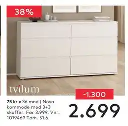 Skeidar Nova kommode med 3+3 skuffer tilbud