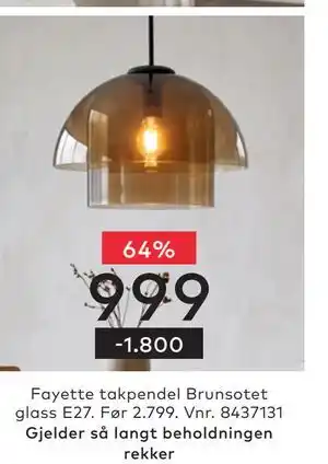 Skeidar Fayette takpendel tilbud