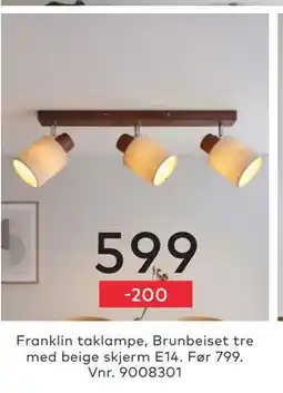 Skeidar Franklin taklampe tilbud