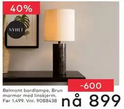 Skeidar Belmont bordlampe tilbud