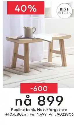 Skeidar Pauline benk, Naturfarget tre tilbud