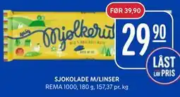 Rema 1000 SJOKOLADE M/LINSER tilbud