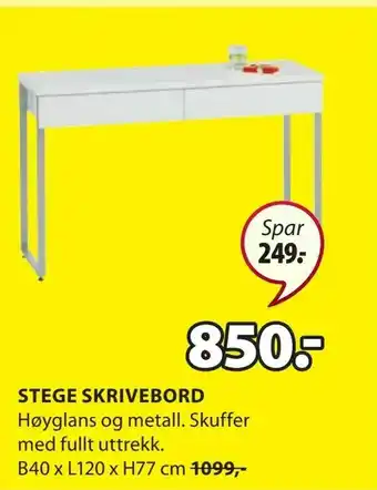 JYSK Stege skrivebord tilbud
