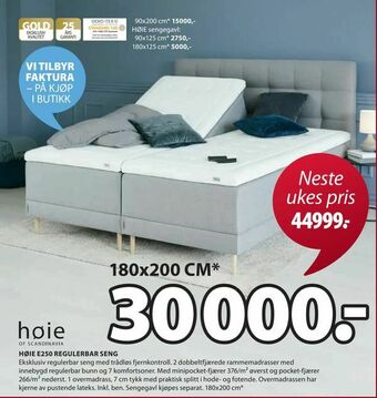 JYSK Høie e250 regulerbar seng tilbud
