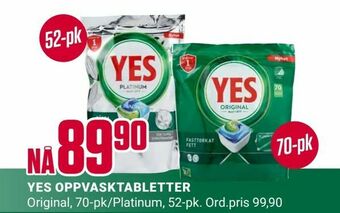 Europris YES OPPVASKTABLETTER tilbud
