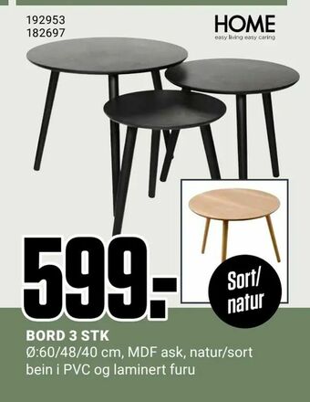 Europris Bord 3 stk tilbud