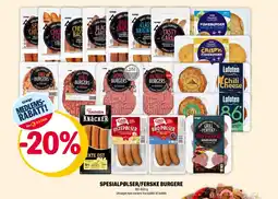 Coop Extra Spesialpølser/ferske burgere tilbud