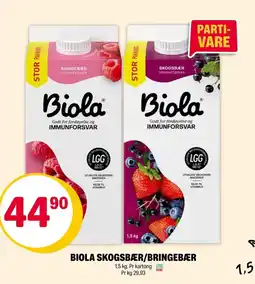 Coop Extra Biola skogsbær/bringebær tilbud