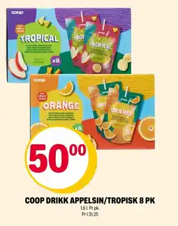 Coop Extra Coop drikk appelsin/tropisk 8 pk tilbud