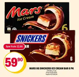 Coop Extra Mars og Snickers ice cream bar 6 pk tilbud