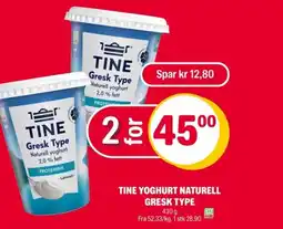Coop Extra Tine yoghurt naturell gresk type tilbud