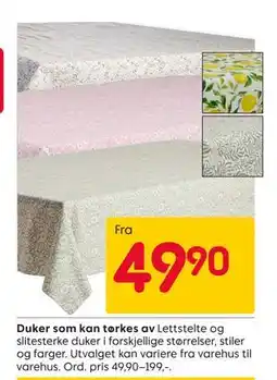 Rusta Duker som kan tørkes av tilbud