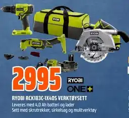 Obs Bygg RYOBI RCK183C-1X40S VERKTØYSETT tilbud