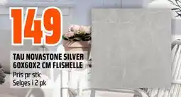 Obs Bygg TAU NOVASTONE SILVER 60X60X2 CM FLISHELLE tilbud