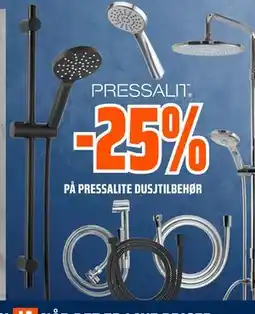 Obs Bygg 25% PÅ PRESSALITE DUSJTILBEHØR tilbud