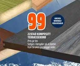 Obs Bygg 22X140 KOMPOSITT TERRASSEBORD tilbud