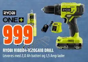 Obs Bygg RYOBI R18DD4-1C20GA18 DRILL tilbud