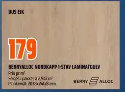 Obs Bygg BERRYALLOC NORDKAPP 1-STAV LAMINATGULV tilbud