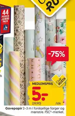 Rusta Gavepapir, Medlemspris tilbud