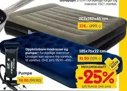 Rusta Oppblåsbare madrasser og pumper, Medlemspris tilbud