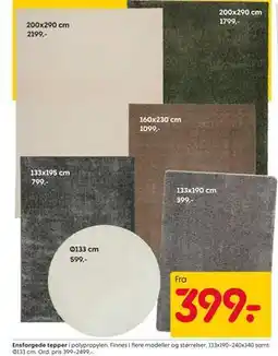 Rusta Ensfargede tepper tilbud
