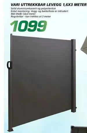 VARI UTTREKKBAR LEVEGG 1,6X3 METER