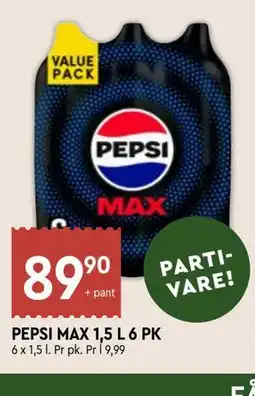 Coop Mega PEPSI MAX 1,5 L 6 PK tilbud