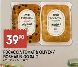 Coop Mega FOCACCIA TOMAT & OLIVEN/ ROSMARIN OG SALT tilbud