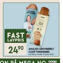 Coop Mega AMALIES GROVBRØD/ COOP TINDEBRØD tilbud