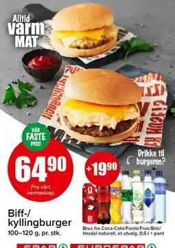 Spar Biff-/ kyllingburger tilbud