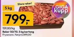 Gigaboks Reker 50/70. 5 kg kartong tilbud