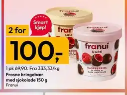 Gigaboks Frosne bringebær med sjokolade 150 g tilbud