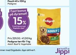 Gigaboks Pedigree tørrfôr 7 kg tilbud