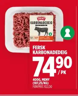 Meny FERSK KARBONADEDEIG tilbud