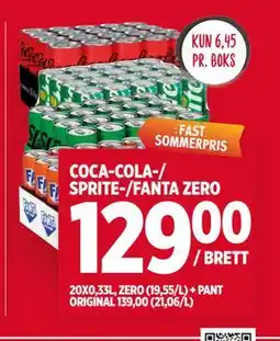 Meny COCA-COLA-/ SPRITE-/FANTA ZERO tilbud