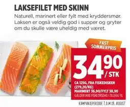 Meny LAKSEFILET MED SKINN tilbud