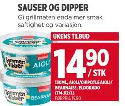 Meny SAUSER OG DIPPER tilbud