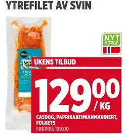Meny YTREFILET AV SVIN tilbud