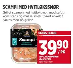 Meny SCAMPI MED HVITLØKSSMØR tilbud