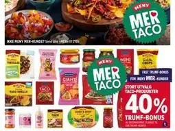 Meny STORT UTVALG TACO-PRODUKTER tilbud