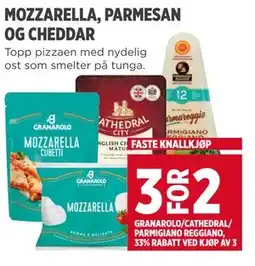 Meny MOZZARELLA, PARMESAN OG CHEDDAR tilbud
