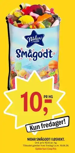 Coop Prix NIDAR SMÅGODT I LØSVEKT tilbud